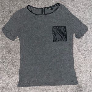 Charcoal Faux Leather Pocket Shirt